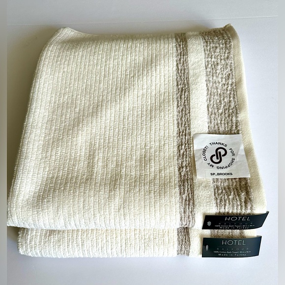 🎁6PC Hotel Balfour Bath Towel Set -CRMLTBG DUBLIN- Cotton- Cream & Heather Taupe - Picture 2 of 10